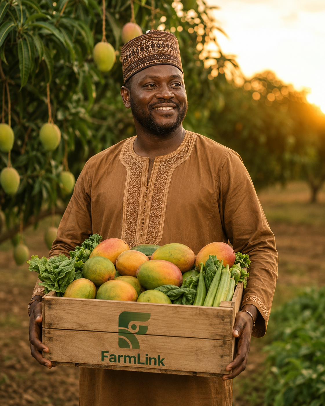 Jeune vendeur malien utilisant FarmLink sur son téléphone
